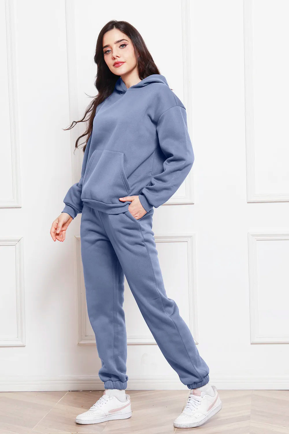 Drop Shoulder Long Sleeve Hoodie Pants Set (26)