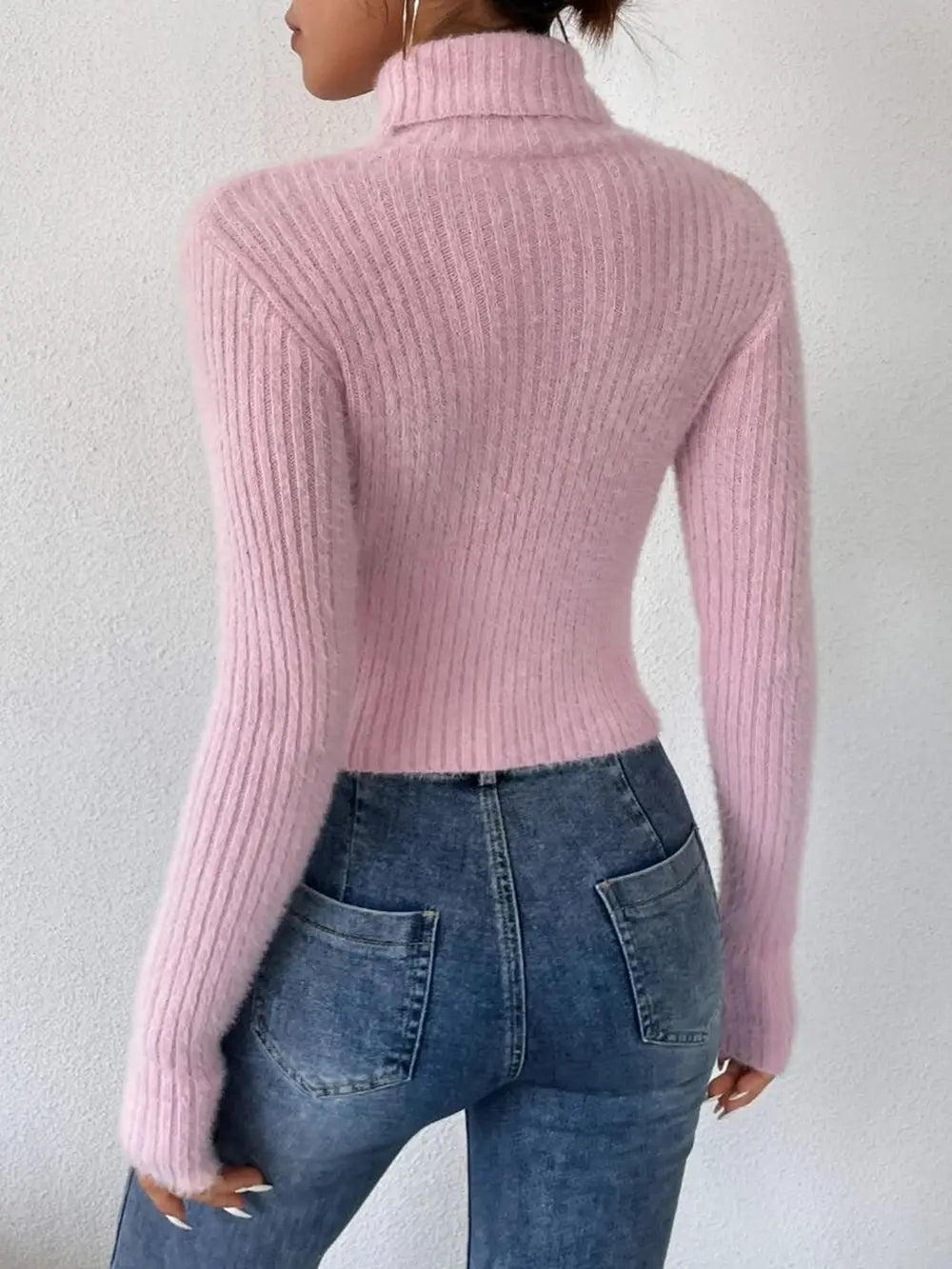 Ribbed Turtleneck Long Sleeve Sweater (2)