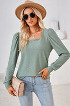 Square Neck Puff Sleeve T-shirt (17)
