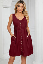 Buttoned Wide Strap Mini Dress (2)