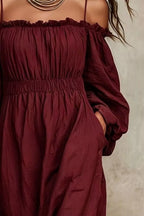 Spaghetti Strap Balloon Sleeve Dress (10)