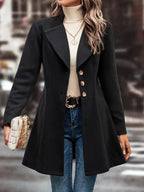 Collared Neck Long Sleeve Longline Coat (14)