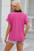 Eyelet Johnny Collar Short Sleeve T-shirt (8)