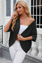 Eyelet Open Front Half Sleeve Cardigan (18)