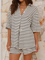 Striped Half Sleeve Top Shorts Set (5)