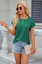 Round Neck Rolled Short Sleeve T-shirt (10)