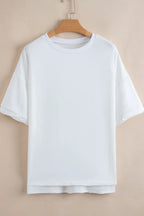Loose Half Sleeve Hi Low Hem T Shirt (12)
