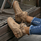Fringe Studded Suede Flat Boots (4)