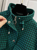 Plaid Cropped Zip-up Jacket (11)
