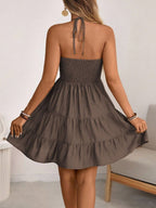 Smocked Halter Neck Tiered Dress (5)