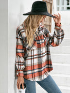 Meet You Outside Plaid Button Down Curved Hem Shacket (3)