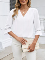 V-neck 3/4 Sleeve Blouse (19)
