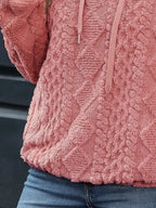 Drawstring Long Sleeve Plush Hoodie (7)