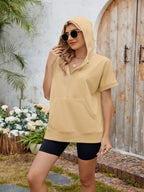 Half Zip Short Sleeve Hooded Top (10)