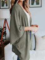 Full Size Open Front Waffle Knit Cardigan Plus (22)