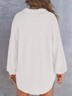 Casual Waffle Knit Button Detail Blouse (32)