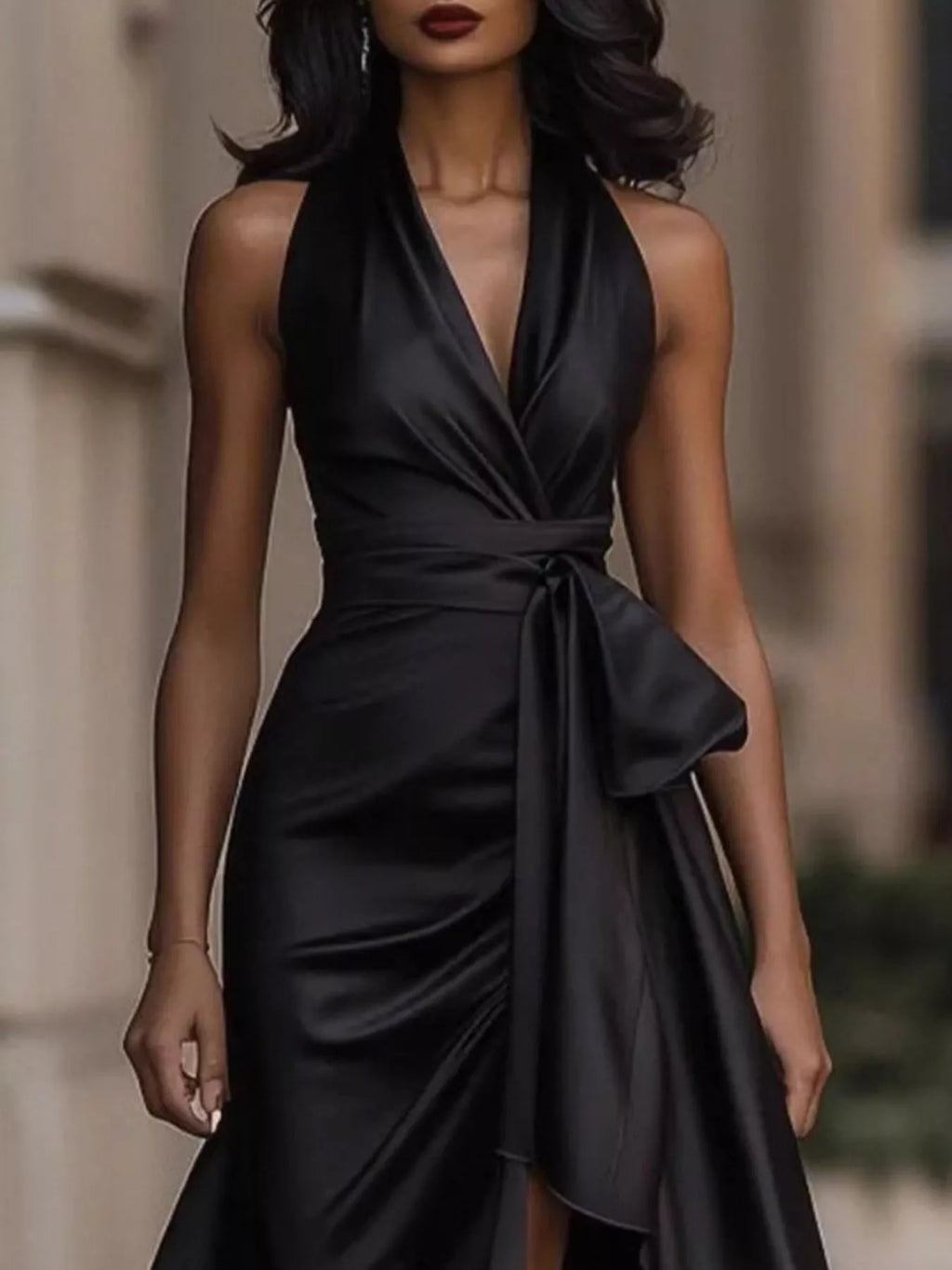 Full Size High-low Ruffled Satin Maxi Dress Plus (7)