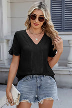 V-neck Short Sleeve Blouse (13)