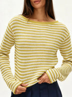 Striped Boat Neck Knit Sweater (12)