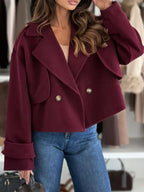 Lapel Collar Dropped Shoulder Jacket (5)