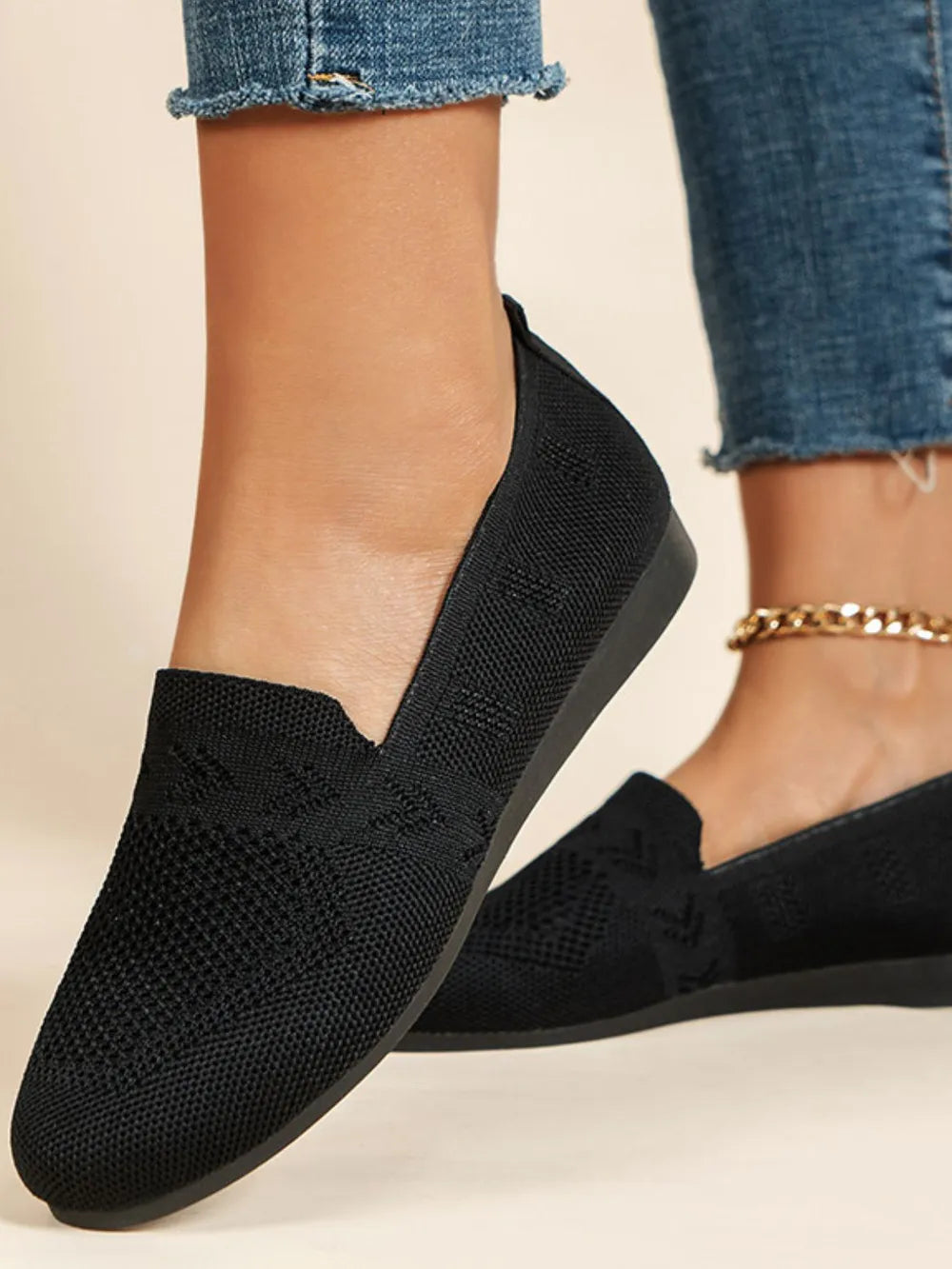 Mesh Round Toe Flat Slip-ons (3)