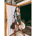 Raw Edge Brown Denim Skirt photo 2