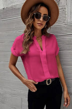 Full Size Notched Short Sleeve Blouse (11)