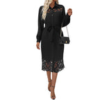 Lace Stitching Shirt Midi Dress photo 1