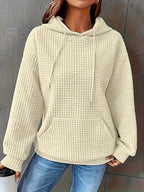 Textured Knit Drawstring Hoodie (29)
