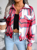 Plaid Collared Neck Long Sleeve Jacket (19)