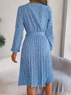 Ditsy Floral Tie Waist Pleated Dress (2)