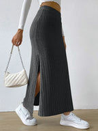 High Waist Ribbed Knit Maxi Skirt (14)