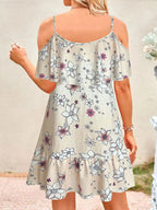 Floral Cold Shoulder Ruffle Mini Dress (8)