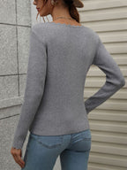 V-neck Ribbed Knit Top (9)