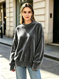 Full Size Oversized Dropped Shoulder Sweatshirt Plus