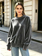 Full Size Oversized Dropped Shoulder Sweatshirt Plus