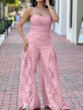Hollow-out Tube Top Pants Two-piece Set