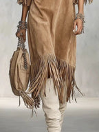 Fringed Round Neck Midi Dress (2)