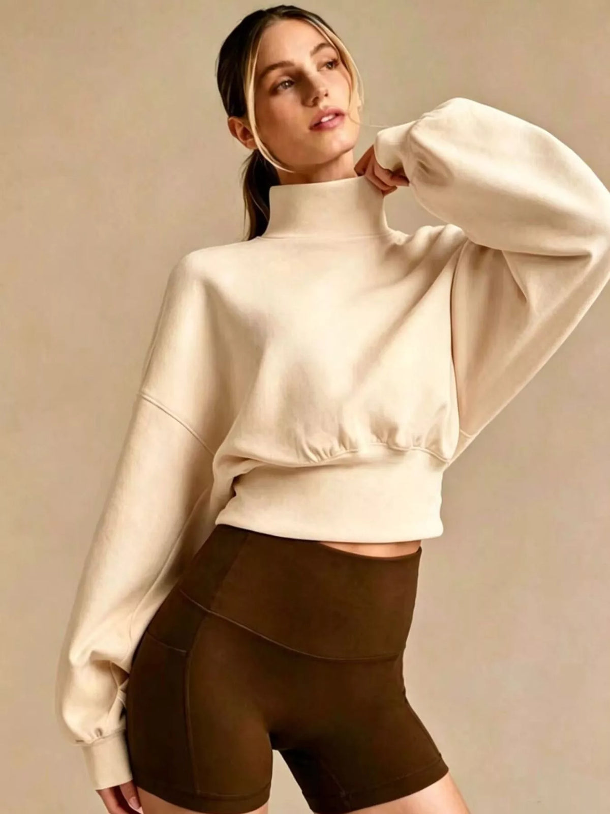 Turtleneck Dropped Shoulder Sweatshirt (2)