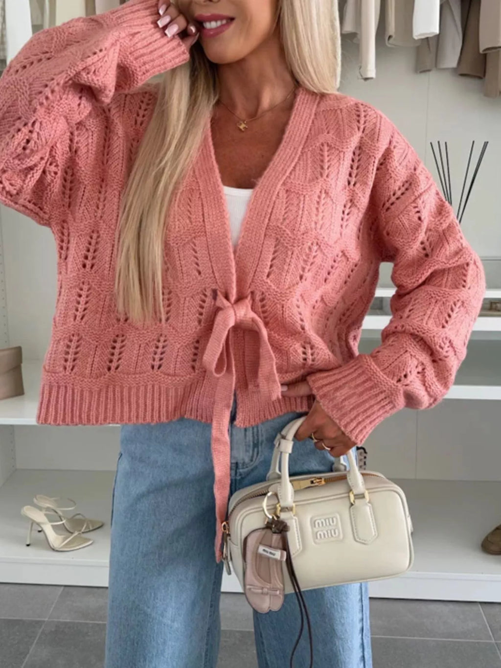 Tie-front Openwork Cardigan (11)