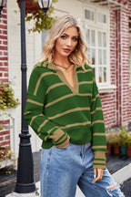 Striped Johnny Collar Sweater (11)