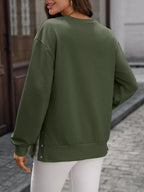 Side Snap Round Neck Sweatshirt (24)