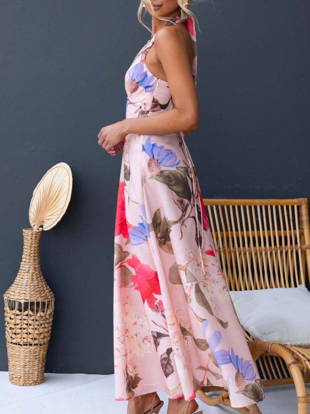 Floral Print Halter Neck Maxi Dress (24)