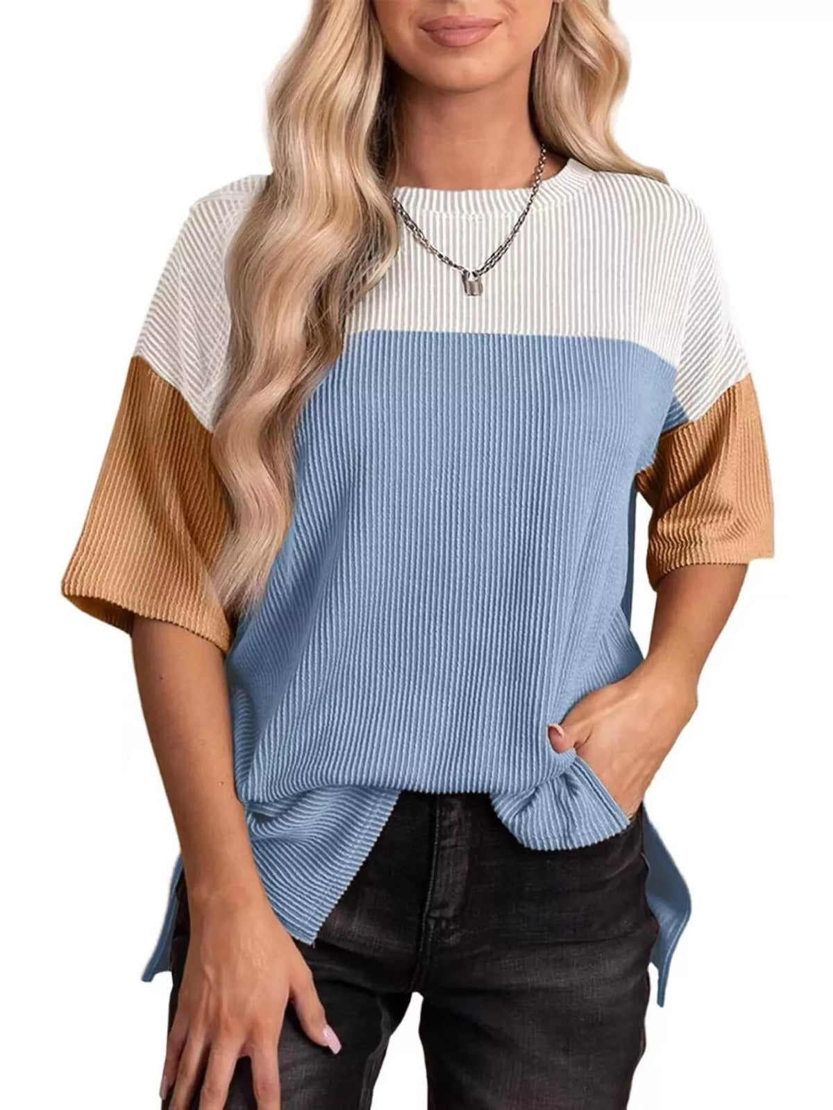 Block Half Sleeve Top (9)