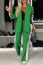 Full Size Contrast Lapel Collar Top Pants Set (20)