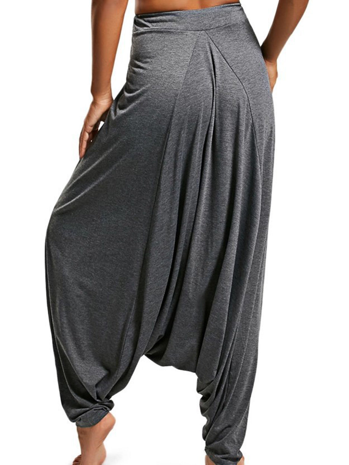 Tied Mid Waist Long Harem Pants (9)