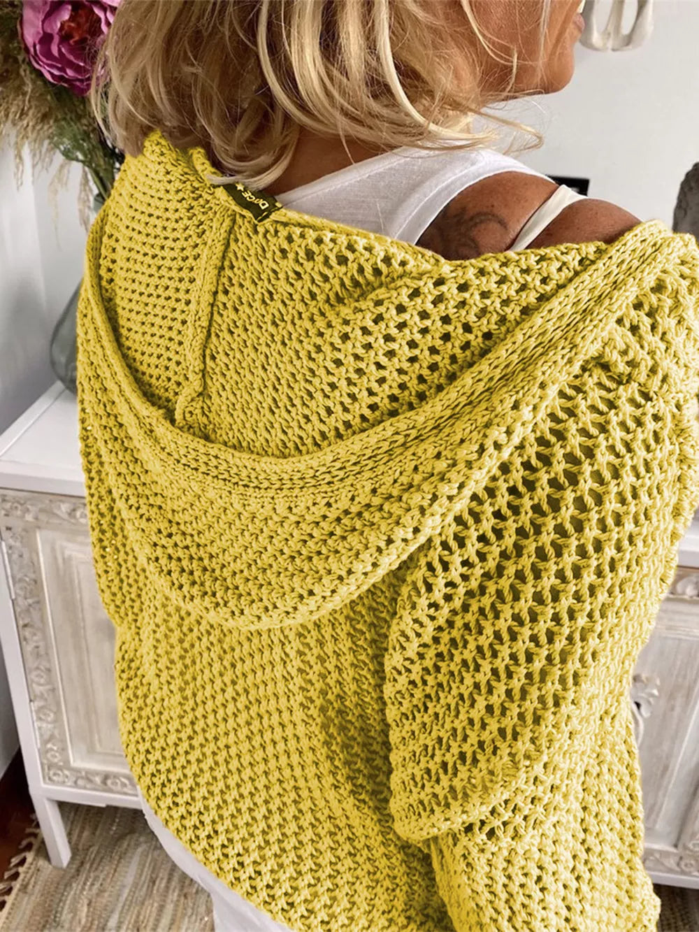 Openwork Hooded Long Sleeve Sweater (9)