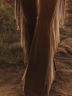 Fringe Trim Flare Pants (2)