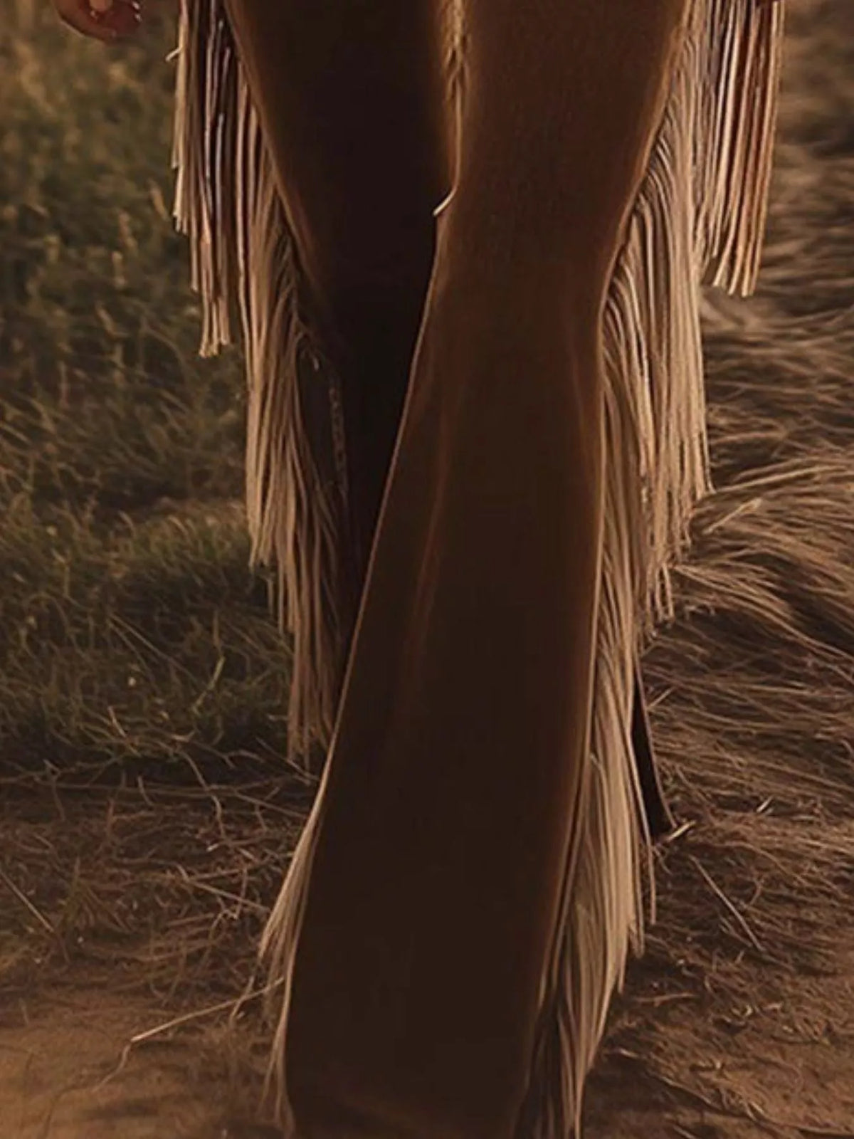 Fringe Trim Flare Pants (2)