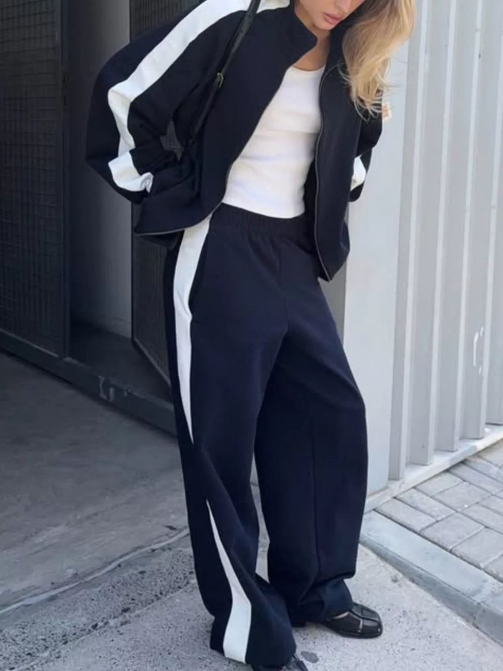 Zip Up Long Sleeve Outerwear Pants Set (19)